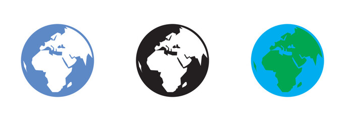 Globe icons set. Planet earth symbol collection. World planet earth icon line and flat style - stock vector.