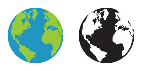 Globe icons set. Planet earth symbol collection. World planet earth icon line and flat style - stock vector.