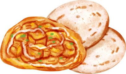 watercolor indian food