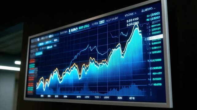 Market Dynamics Displayed: A close-up captures a dynamic chart, illustrating stock market fluctuations, providing a glimpse into financial analytics, trading, and investment.