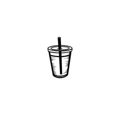Silhouette of a reusable cup with a straw, clean and minimalistic