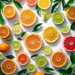 Fototapeta premium lemon slice images on white background