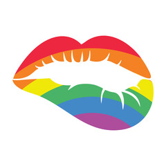 Obraz premium Rainbow Lips Kiss LGBTQ+ Pride Vector