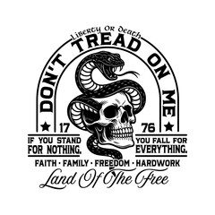 Don't Tread On Me Skull & Snake Design
