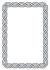 Square decorative frame made of interlocking chain-like geometric lines. Bold and modern linear style. Suitable for label, packaging, or abstract border layout. Vector illustration.