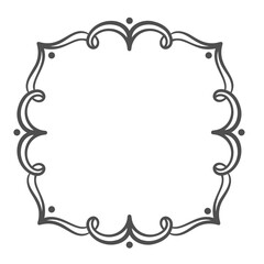 Curved vintage ornamental frame with decorative swirls and dots, hand drawn in monochrome black. Perfect for cards, invitations, or labels. Decorative vector illustration.