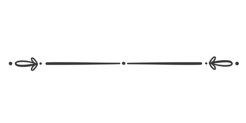 Decorative arrow divider with simple ornamental design, ideal for invitations, documents, or graphic design. Ornamental vector illustration of vintage divider