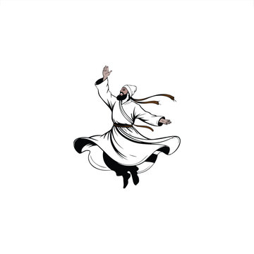 dancing dervish white robe black outline clip art preview
