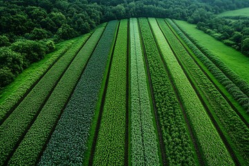 Natural vegetable garden field rows high resolution picture