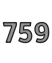 Black and white color numbers 759