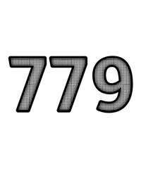 Black and white color numbers 779
