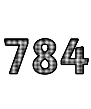 Black and white color numbers 784