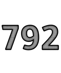 Black and white color numbers 792