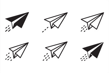 Flying Paper Plane Icons with Speed Trails – Bold Vector Graphics for Fast Message or Delivery Concepts