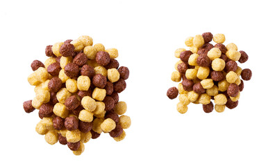 pile of corn balls isolated on white background top view.