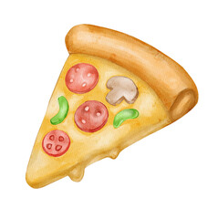 Watercolor Pizza Slice Illustration