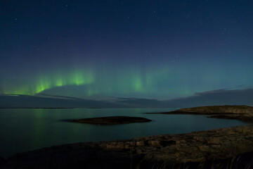 Northern light display over the Atlantic in Norway
