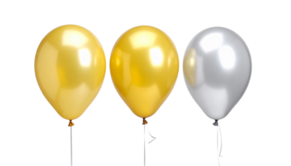 金、銀、黄色の風船でお祝い