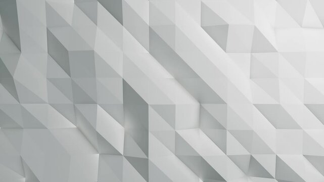 Abstract white triangle low polygon pattern. Looping animation background 4K