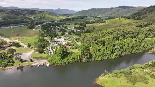 Cinematic aerial footage of Daintree River Queensland Australia
