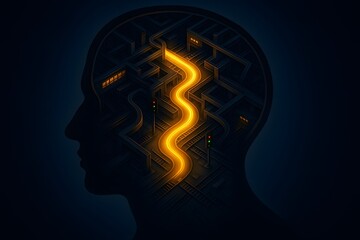 Fototapeta premium Neural Maze Pathway Inside a Human Head