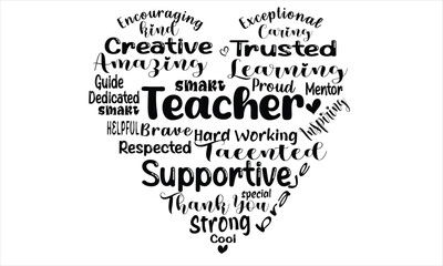 Teacher Love Word Art T-shirt Design