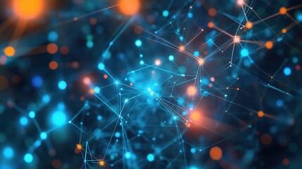 Fototapeta premium Abstract Network: Interconnected Nodes and Glowing Lights