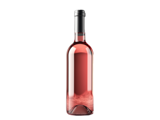 bottle of rosé wine on a transparent background, png
