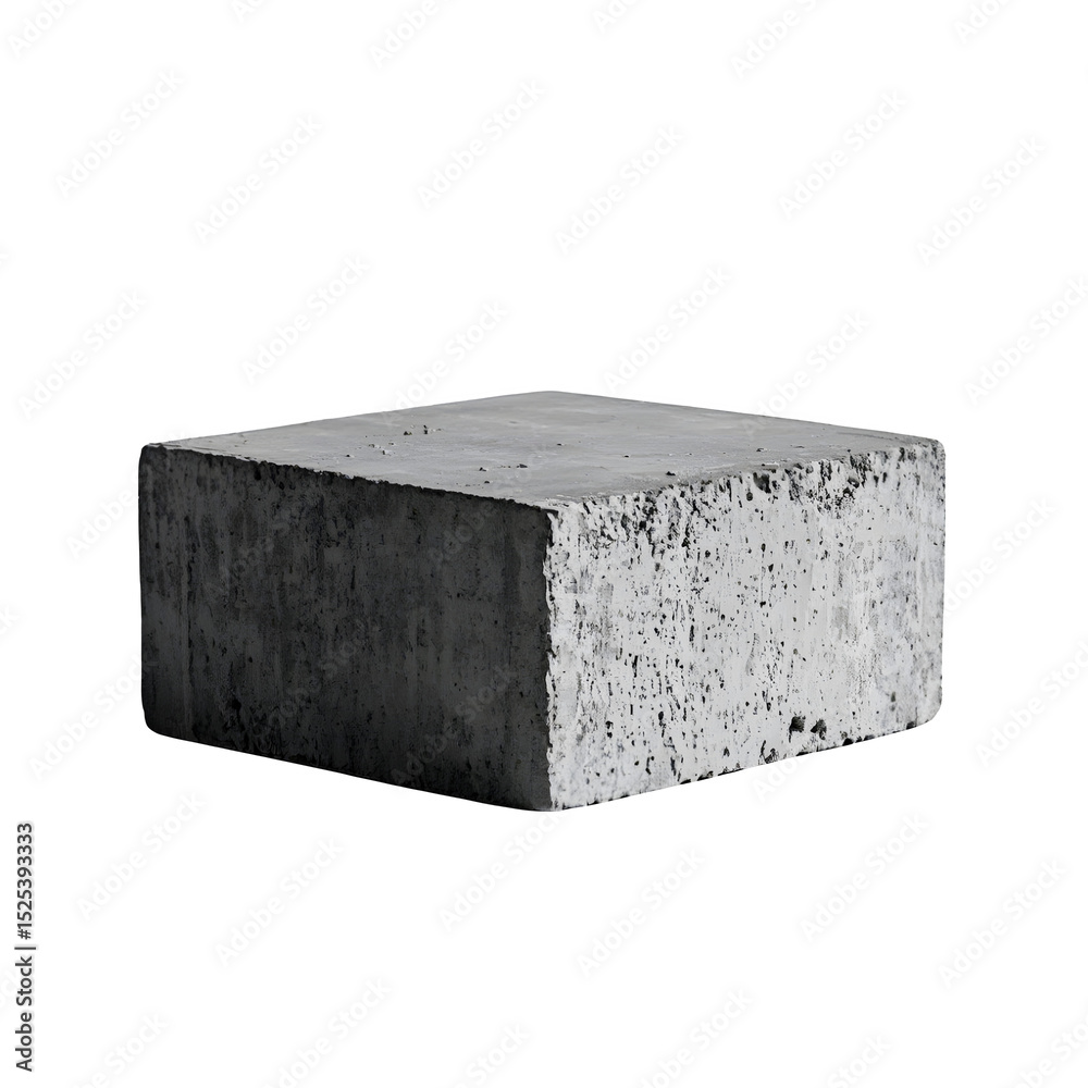 Wall mural grey concrete block cube isolated on transparent background