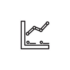An outline icon displaying a line graph with data points on an L-shaped axis, representing a trend or data visualization with a rising slope.