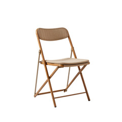 individual compact folding chair with fabric seat on transparent background, in a minimalist style, with simple lines, no shadow, pure lighting, high resolution