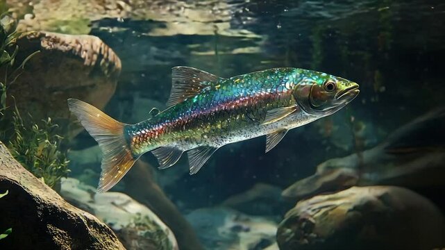 Colorful fish swimming in underwater habitat