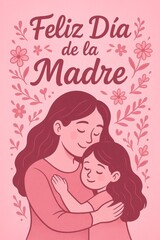 Happy Mothers day in Spanish language. Feliz dia de la madre background with flowers.