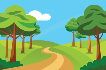 Fototapeta premium Winding path through lush green summer landscape