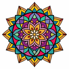 Colorful Stained Glass Mandala – Vector on White