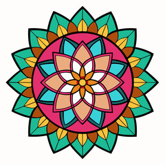 Colorful Stained Glass Mandala – Vector on White