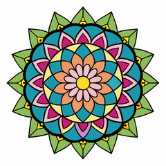 Colorful Stained Glass Mandala – Vector on White