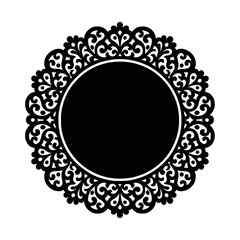 Circular ornate frame, black and white