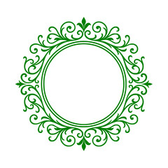 Circular ornate frame, black and white
