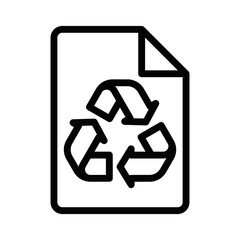 Paper sheet with recycle arrows line style icon. Editable stroke.
