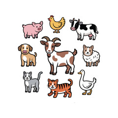 set of funny cartoon cats.