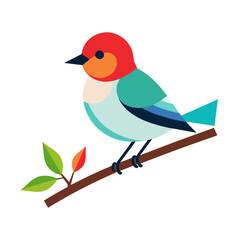Colorful Bird Illustration-Cute Bird on Branch-Geometric Bird Art-Vibrant Bird Design-Nature Illustration-Whimsical Bird Image-Birdwatching Clip Art-Spring Bird Graphic