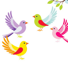 Obraz premium Colorful Cartoon Birds Illustration- Cute Bird Clipart- Perfect for Children's Designs- Nature Inspired Vector Art- Whimsical Avian Graphics- Birdwatching Illustration