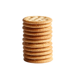 A stack of salty round crackers a delicious snack