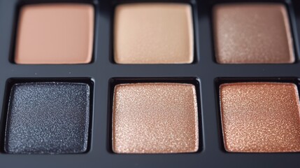 eyeshadow palette Makeup palette with a range of neutral and shimmery eyeshadow colors.