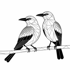 Obraz premium Geometric Bird Art- Modern Bird Illustration- Black and White Bird Drawing- Printable Bird Design- Elegant Bird Line Art- Contemporary Bird Decor- Minimalist Style