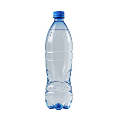 Fototapeta premium Clear Plastic Water Bottle Filled with Fresh Water and Air Bubbles Isolated on a White Background