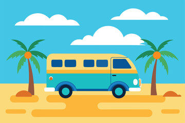 travel bus on a beach
