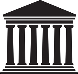 Fototapeta premium Majestic building with columns icon silhouette, authority, and institutional power, symbolizing government vector icon