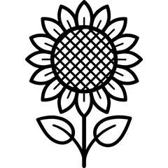 Minimal vector sunflower outline icon